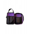 Sacoche de transport large violet ouvert avec les deux filets noirs visibles