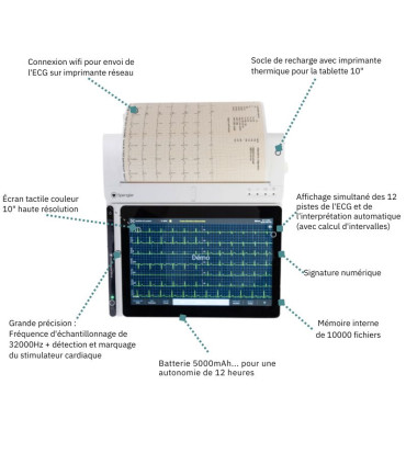 Tablette ECG CARDIOMATE EVI 10 pouces  présentation technique - Spengler - Direct Médical