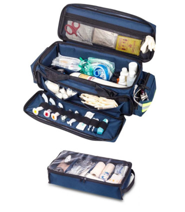Sac Oxygénothérapie EMERGENCY'S - Bleu Marine Ouvert plus pochette  - Direct Médical
