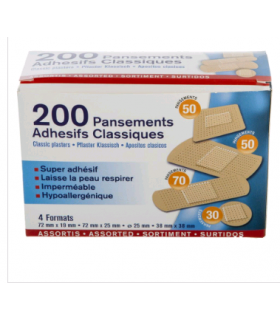 boite de 200 pansements assortis 4 formats Pansements