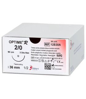 Fil De Suture Résorbable 4/0  OPTIME R Boîte de 36 - Direct Médical