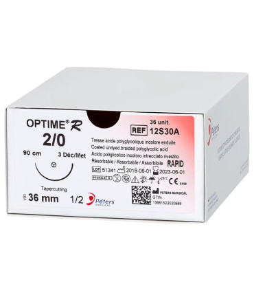 Fil De Suture Résorbable 4/0  OPTIME R Boîte de 36 - Direct Médical