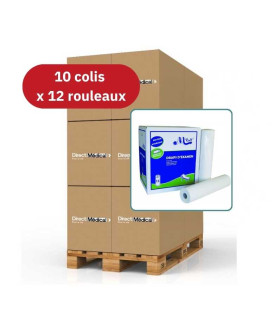 Palette Draps d'examen 50x35cm - 10 cartons de 12 Rouleaux 150 formats Lisse - Direct Médical