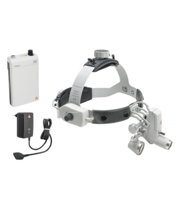 ML4 LED HeadLight sur bandeau Professional L, Loupe Binoculaire HR 2.5x/340mm, mPack, Transformateur à fiche HEINE
