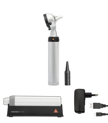 Otoscope HEINE BETA 200 LED F.O. avec poignée rechargeable USB et spéculums AllSpec