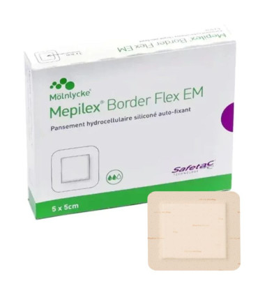 Mepilex Border Flex EM 5 x 5 cm (compresse 3 x 3cm) extra mince boite de 10