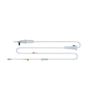 Perfuvet Plug – Perfuseur vétérinaire extra-long avec 2 ports d’injection et raccord Luer-Lock