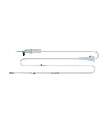 Perfuvet Plug – Perfuseur vétérinaire extra-long avec 2 ports d’injection et raccord Luer-Lock