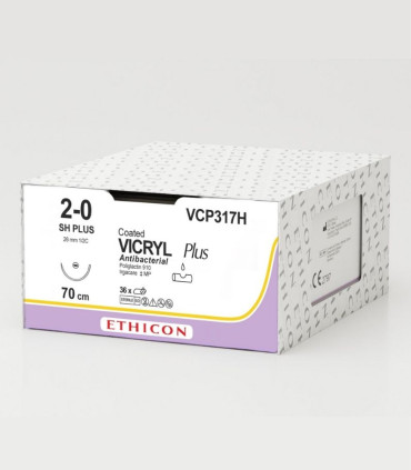 VCP317H - Vicryl Plus - Fil de Suture Résorbable Violet - 2/0 - 3 - Aiguille ronde 1/2C - 26mm - 70cm Ethicon Johnson & Johnson