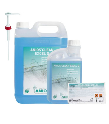 Anios’Clean Excel D - Nettoyant pré désinfectant instruments  (dose 25ml, 1L ou 5L)