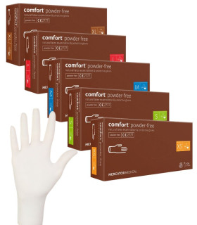 Gants latex COMFORT non poudrés - Boîte de 100 (tailles XS à XL)