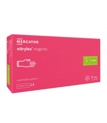 Gants Nitrile NITRYLEX Rose Magenta non poudrés - Boîte de 100 (taille S)