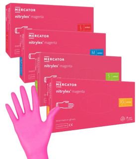 Gants Nitrile NITRYLEX Rose Magenta non poudrés - Boîte de 100 (tailles XS à L)