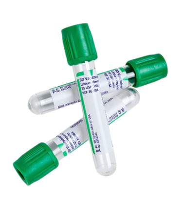 Tube BD Vacutainer® Héparine de Sodium (plasma) Bouchon vert Hemogard - Lot de 100
