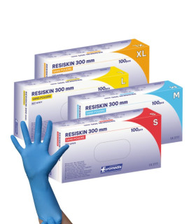 Gants d’examen nitrile sans poudre 300 mm RESISKIN Bleu