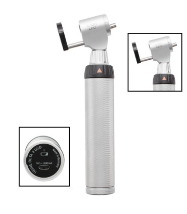 Otoscope HEINE G100 LED tête fendue vétérinaire avec poignée rechargeable BETA4 USB détail