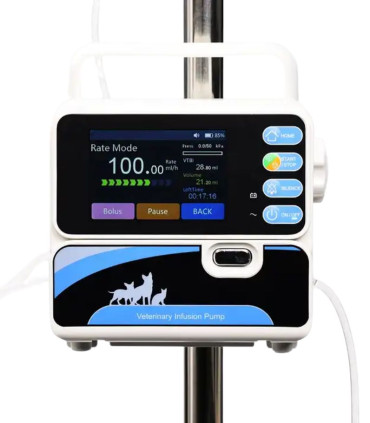 Pompe à perfusion vétérinaire IP-200 PLUS VET – Écran tactile, autonomie 12h, IP44 allumé