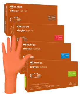 Gants nitrile protection chimique Nitrylex High Risk orange x100 – Mercator