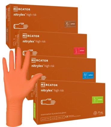 Gants nitrile protection chimique Nitrylex High Risk orange x100 – Mercator