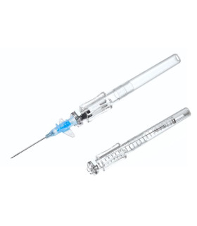 Cathéter IV de sécurité Real Safety Blood Control avec ailettes Neotec bleu